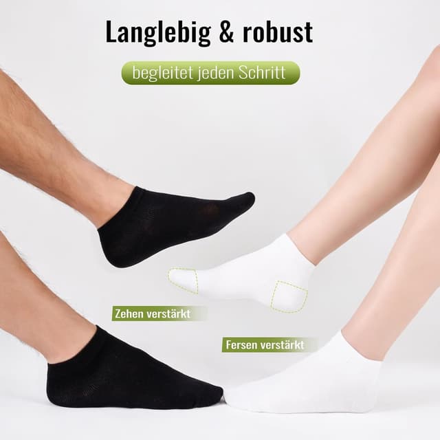 Thumbnail 6 de SukModen 12/24 Paar Sneaker-Socken aus Bambus – Anti-Geruch, atmungsaktiv & verstärkte Zonen