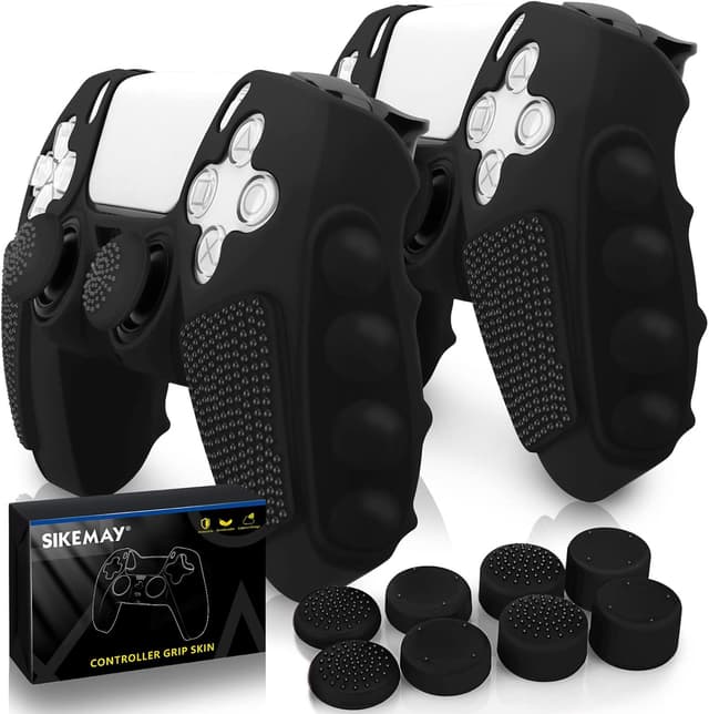 Detalle de SIKEMAY Anti-Slip PS5 Controller Skin (2-Pack) with 8 Thumb Grip Caps