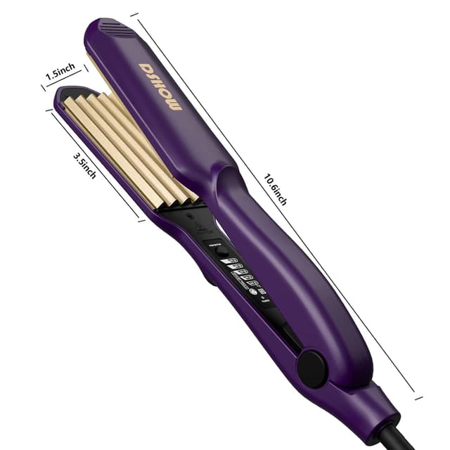 Thumbnail 6 de DSHOW Keramik Crimping-Eisen für die Haare – Kreppeisen mit Schnellaufheizung, 5 Temperaturstufen (lila)