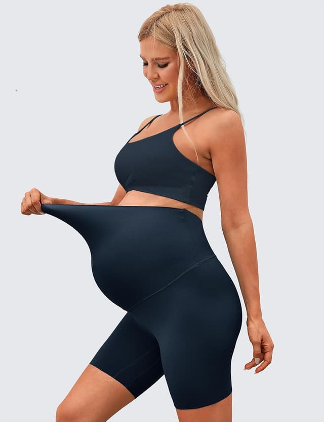 Detalle de BAYDI Clouduxi Umstandsleggings Kurz High Waist (High-Waist) für Schwangerschaftsyoga & Sommer