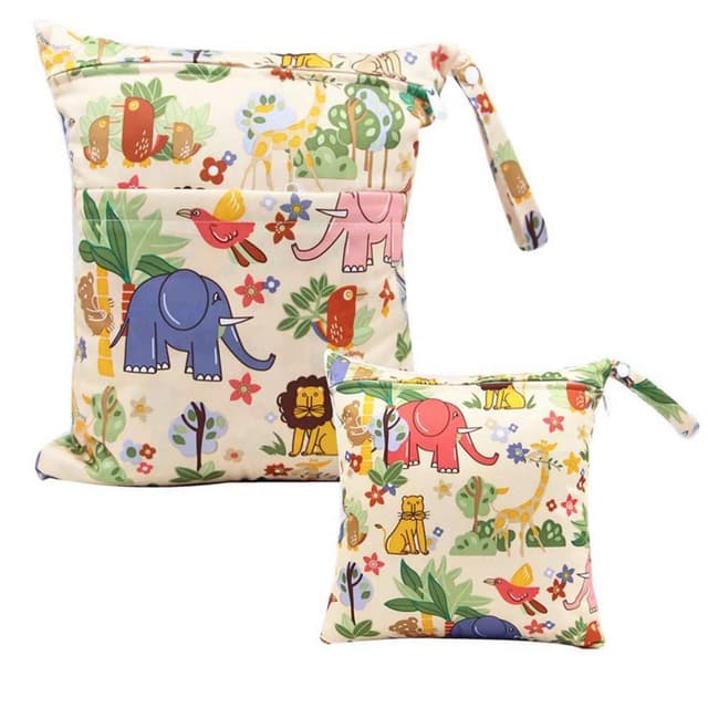 Detalle de Bynsaer Wetbag Stoffwindeln Nasstasche Wickeltasche (Farbe 06) – 2er Set für nasse & trockene Windeln