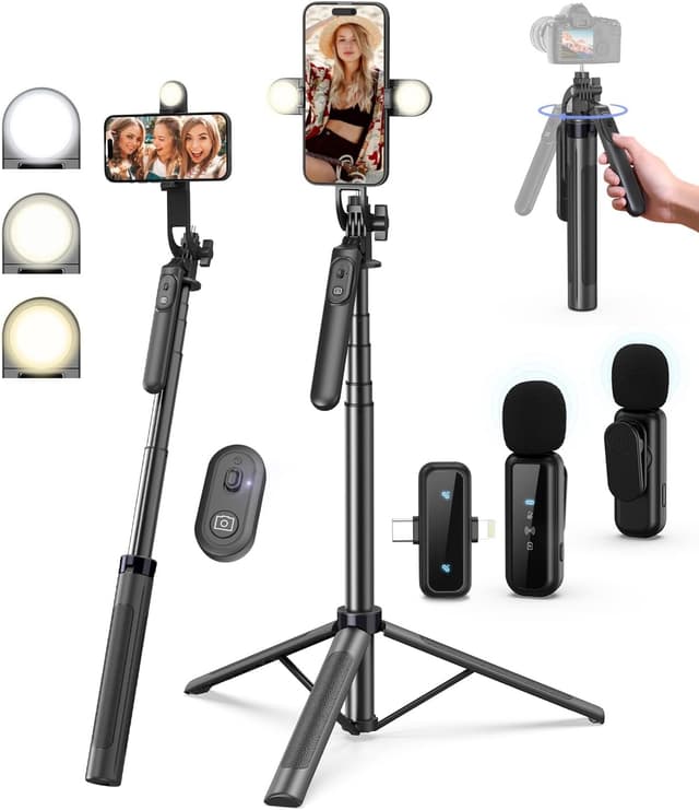 Detalle de Yeaki Vlogging Kit 71" Selfie Stick Tripod