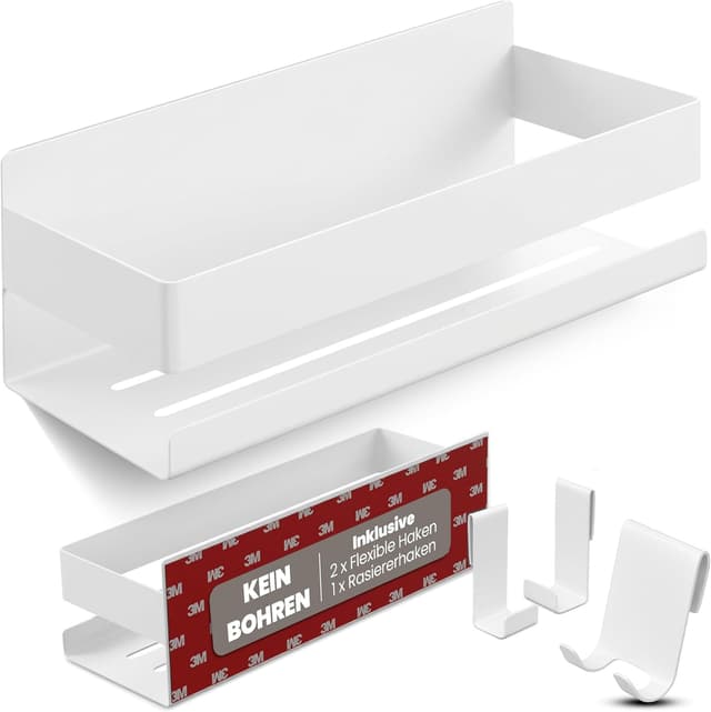 Detalle de LIEBHEIM Duschablage ohne Bohren – Badregal & Duschkorb-Organizer für Dusche und Badezimmer