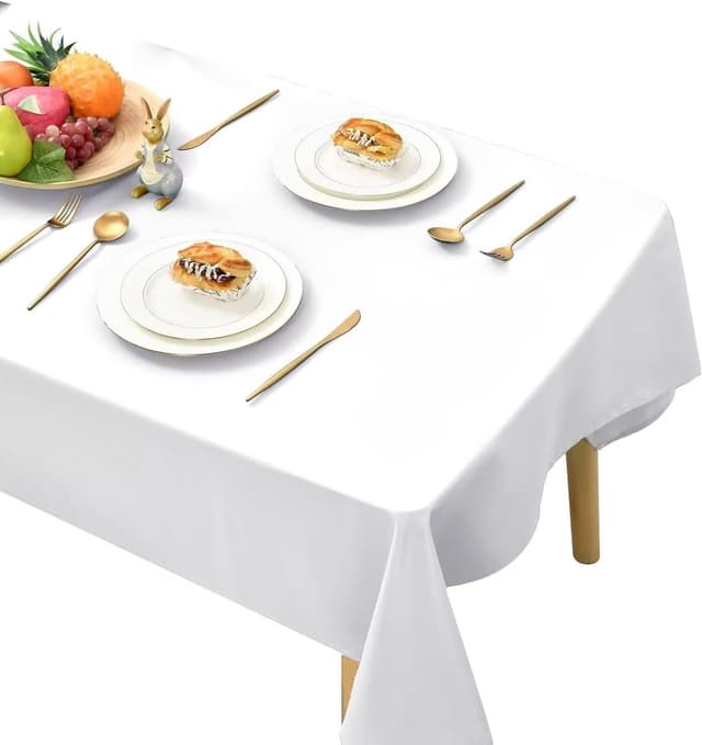 Thumbnail 6 de Hiasan Nappe blanche rectangulaire anti-taches 140x240 cm, imperméable et lavable