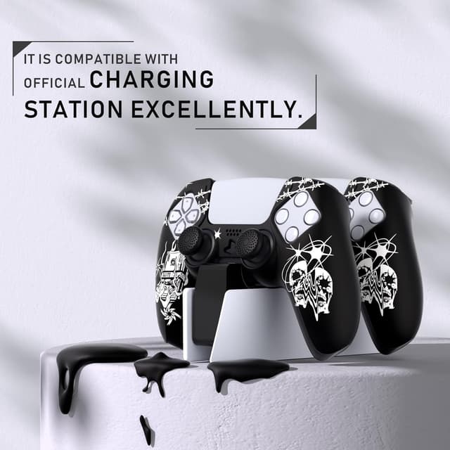 Detalle de playvital Pure Series Anti-Slip Silicone Cover Skin with Thumb Grip Caps for PS5 Controller