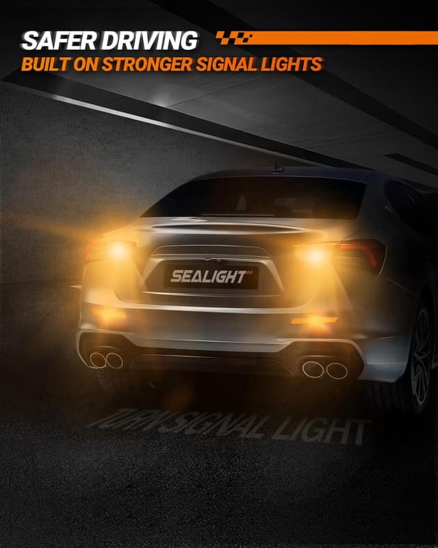 Detalle 2 de SEALIGHT LED Turn Signal Bulb 3157 Amber Yellow 2700K (Pack of 2) with HD Projector Lens