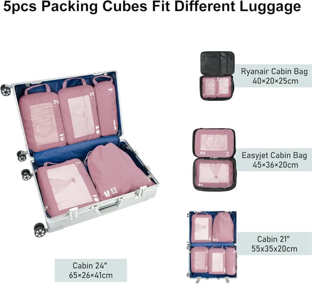 Thumbnail 6 de ECOHUB Kompression Koffer Organizer Set Rosa