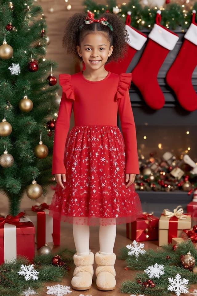 Detalle 2 de Hovershoes Kids Princess Tulle Dress (Sleeveless or Long Sleeve) for Flower Girls & Parties