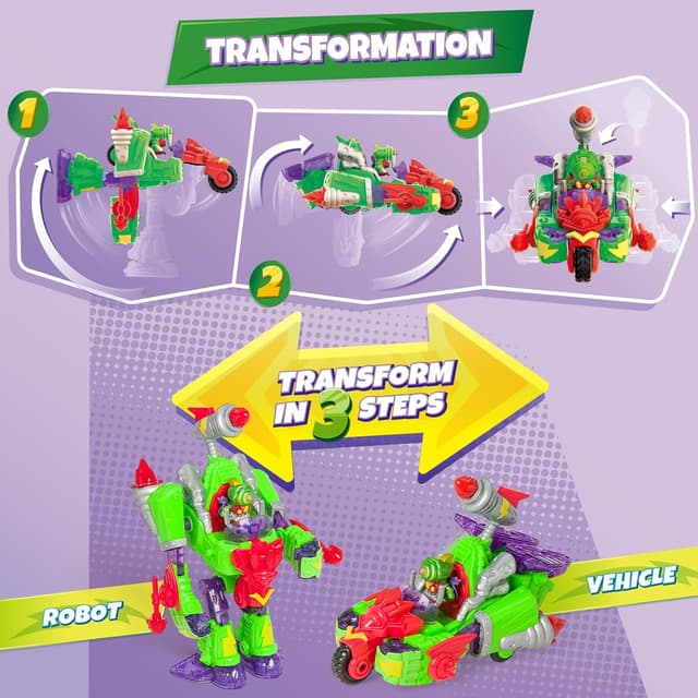 Detalle 2 de SUPERTHINGS Turbo Warrior Speed – robot transformable en voiture/moto, avec Turbo Warrior, accessoire exclusif et SuperThing exclusif