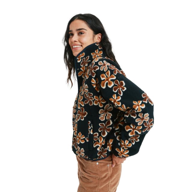 Detalle de Roxy Blurry Cloud: forro polar de mujer con cremallera y cuello alto