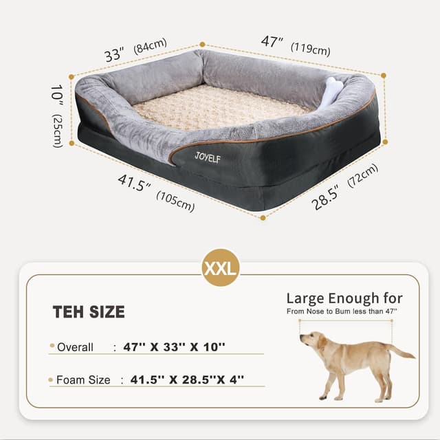 Detalle 2 de JOYELF XXLarge orthopädisches Hundebett Memory-Foam