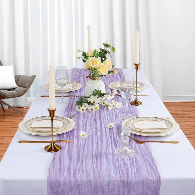 Detalle de 6-Pack Lilac Purple Cheesecloth Table Runner (10Ft, 35x120 in) for Easter, Spring, and Boho Decor