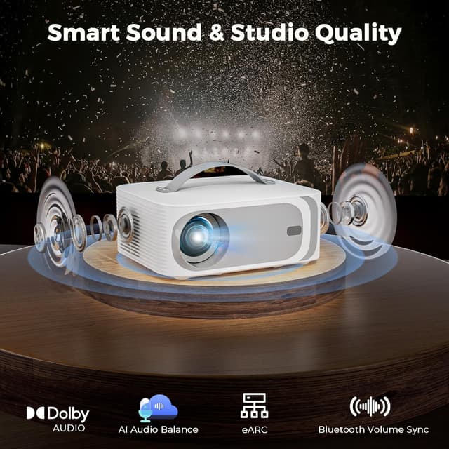 Detalle de Lisowod L61Pro 4K Outdoor Smart Projector with WiFi & Bluetooth (MOVIN AI Auto Focus, HDR10+)