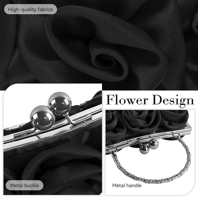 Thumbnail 6 de Wocharm women’s satin flower clutch purse for weddings and evening events