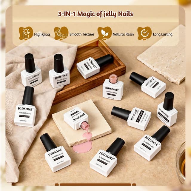 Thumbnail 6 de JODSONE Set 10 colori Gel Base 3 in 1 con Top Coat: kit nail art jelly per manicure fai da te