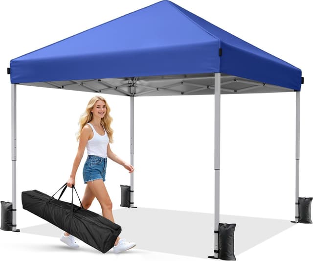 Detalle de Driftalia Pop Up Gazebo 3m x 3m (Instant Setup) with carry bag, sandbags and stakes – Blue