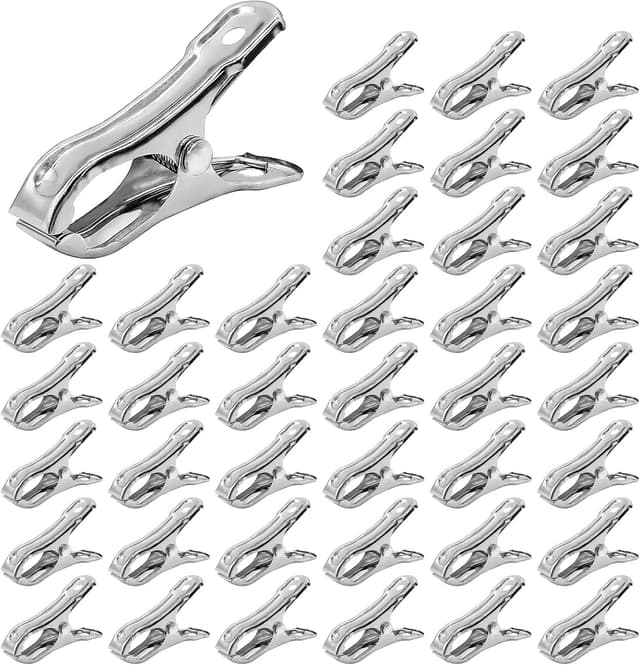 Detalle de 40-Pack Stainless Steel Greenhouse Netting Clips (5cm) – Garden Clamp Pegs for Plant Nets, Film & Washing Line