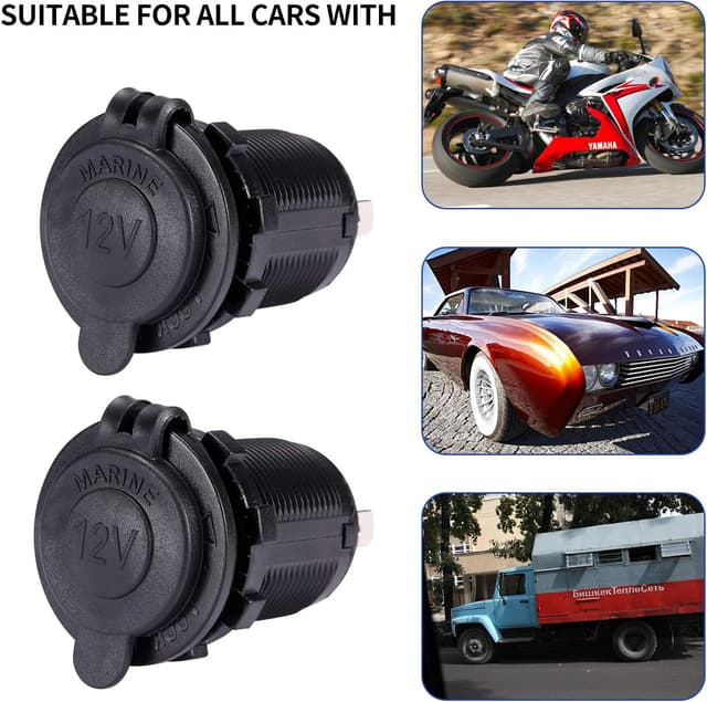 Thumbnail 6 de Yizerel 3 Pack 12V/24V Waterproof Cigarette Lighter Socket Plugs (IP66) for Cars, Motorbikes, Boats & More