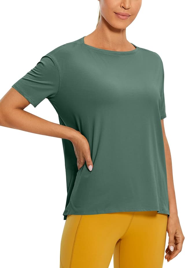 Detalle de CRZ YOGA camicia a maniche corte in cotone Pima con vestibilità ampia per allenamento