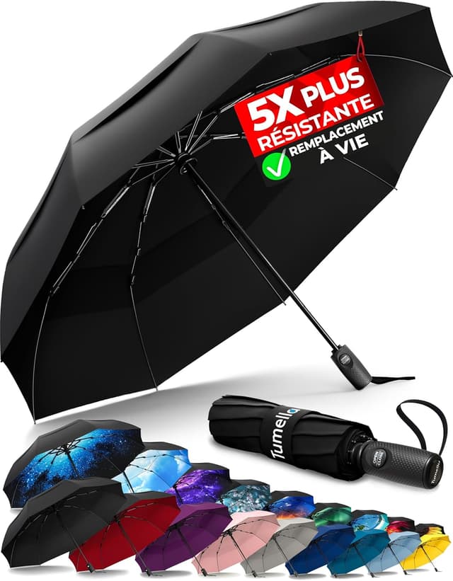 Detalle de TUMELLA parapluie de voyage compact résistant au vent, ouverture/fermeture automatique