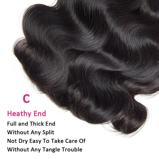 Detalle de 14A Body Wave Human Hair Bundles (24–30 Inch) — 100% Brazilian Virgin Real Raw Hair, Natural Color