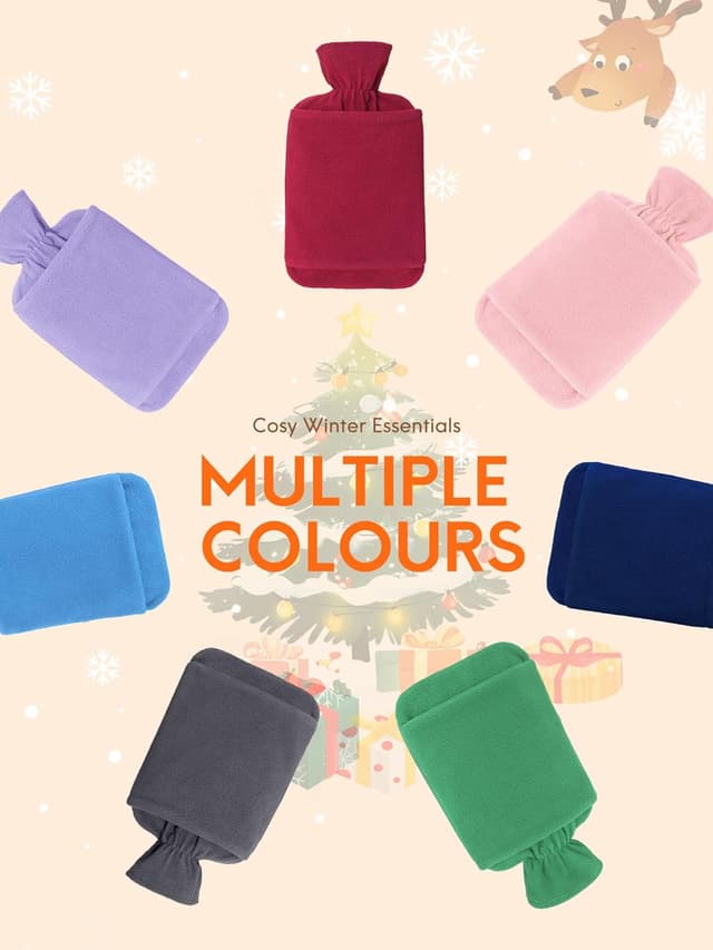 Thumbnail 6 de MUPAS 2L Hot Water Bottle with Fleece Cover and Hand Pocket (Blue) — leakproof warm bag