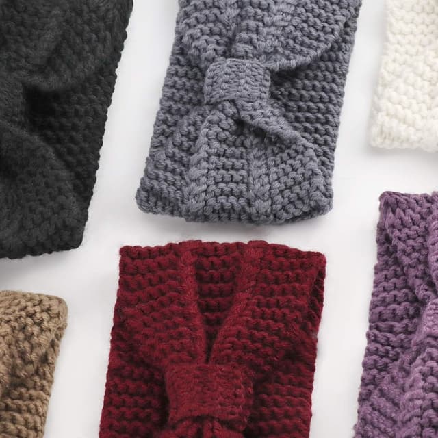 Detalle de DRESHOW 6er-Set Winter-Strick-Stirnbänder für Damen und Mädchen