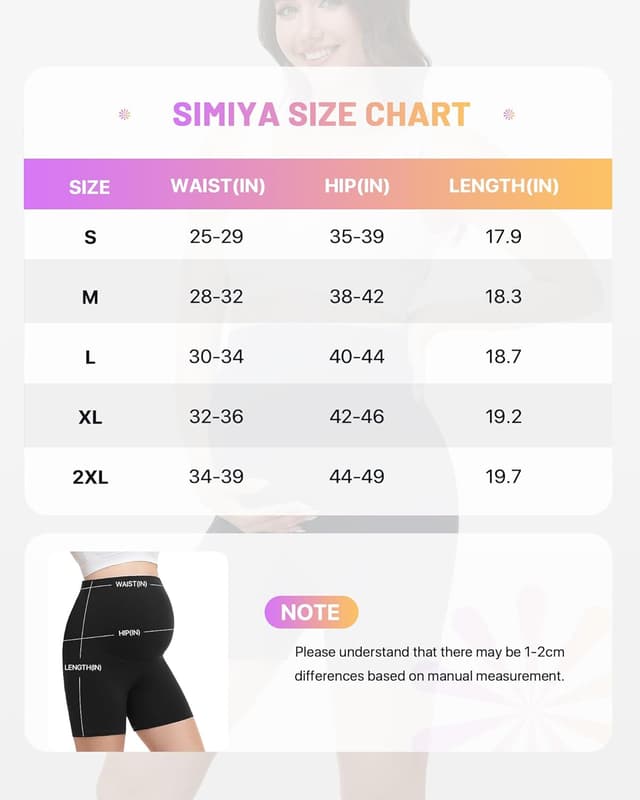 Detalle 2 de SIMIYA maternity shorts over bump with adjustable waist for yoga, lounging and daily wear