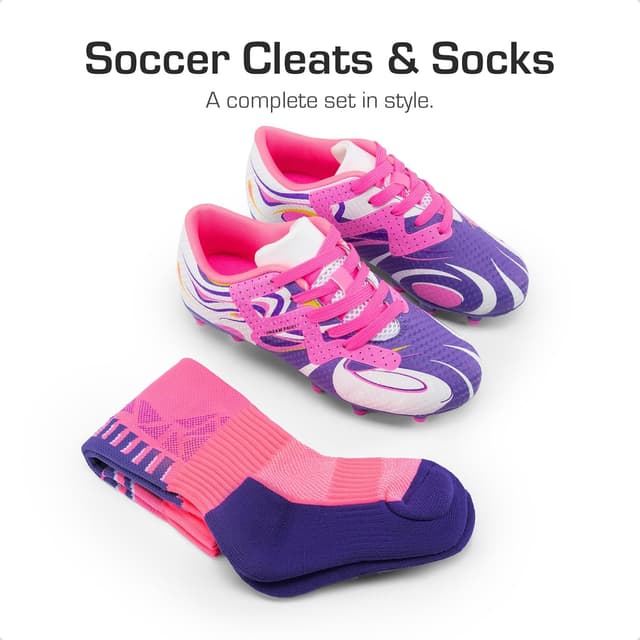 Detalle de DREAM PAIRS Youth Soccer Cleats with Socks — Firm Ground Cleats for Kids