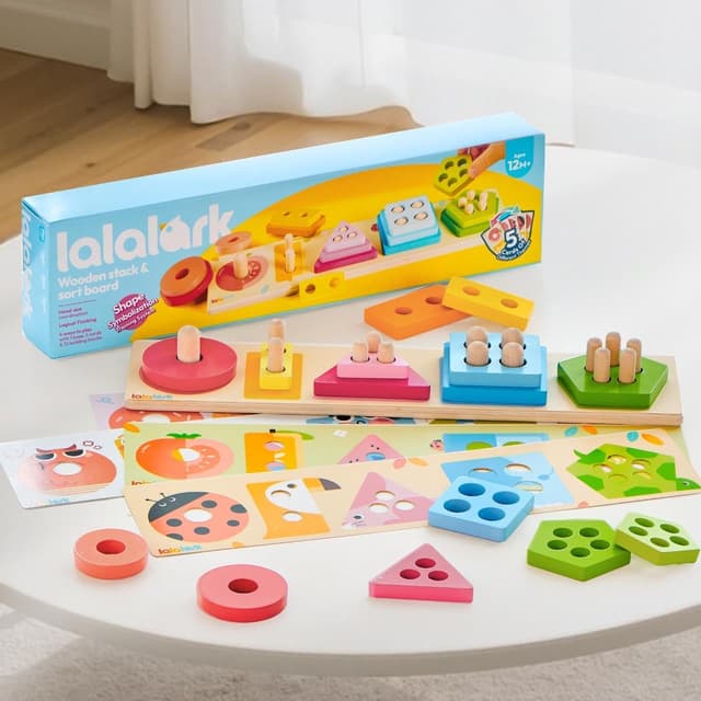 Thumbnail 6 de lalalark Montessori wooden sorting & stacking toy set for 1–3 year olds