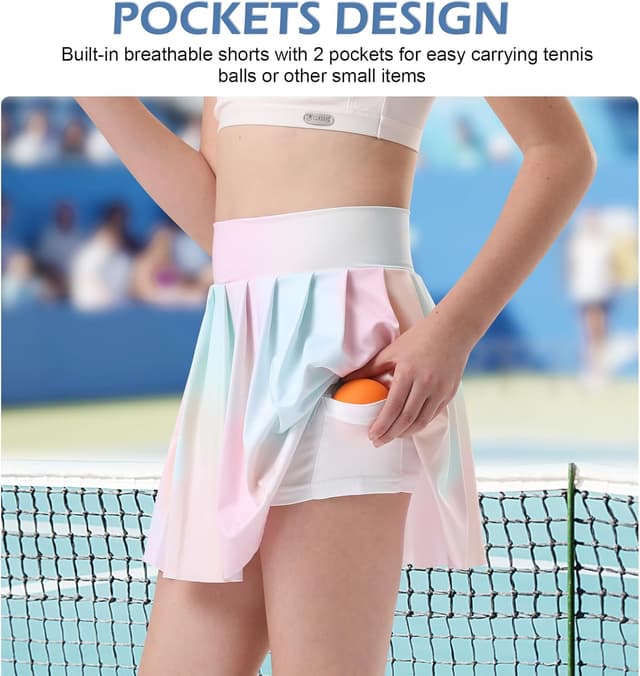 Detalle de Bezioner Girls Tennis Skirt with Shorts (Golf skort) with Dual Pockets