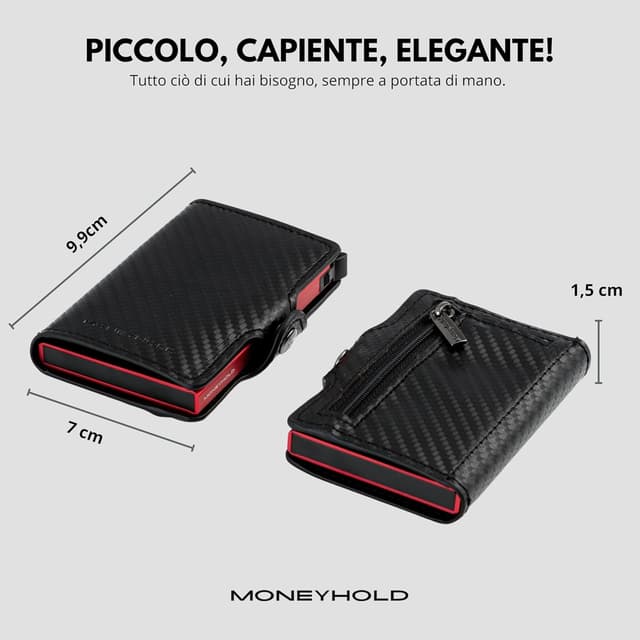 Detalle de Moneyhold portafoglio uomo slim con RFID/NFC e porta carte fino a 10—anche con portamonete