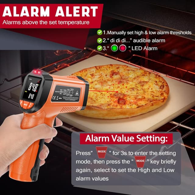 Detalle de CEILSTES Infrared Thermometer Gun (Non-Contact Laser) — -58°F to 1076°F with Adjustable Emissivity