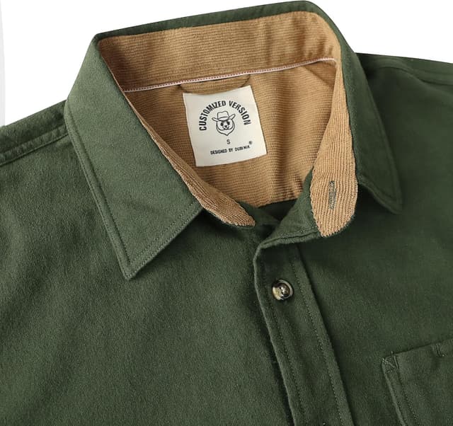 Detalle de Dubinik Herren Flanellhemd kariert mit Brusttasche und Langarm (Regular Fit)