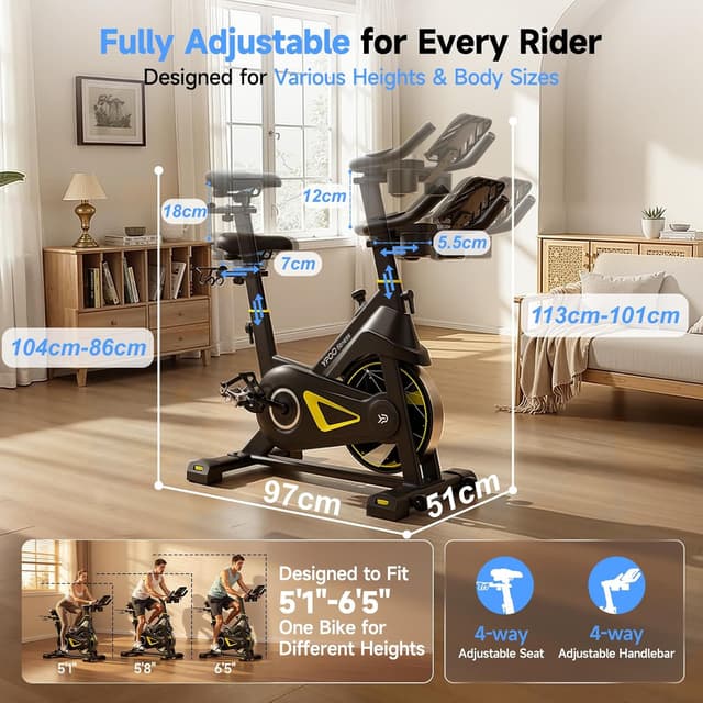 Detalle 1 de YPOO Magnetic Spin Bike 350LB capacity