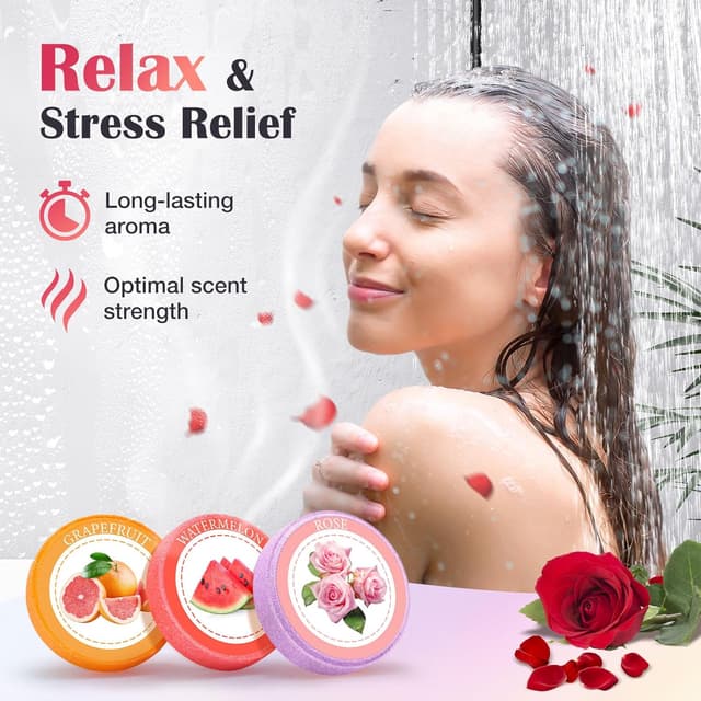 Detalle de Qivatex aromatherapy shower steamers gift set (8 scents) for women