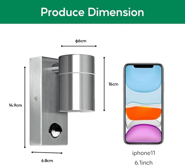 Detalle 2 de Kerry motion sensor wall lights IP44