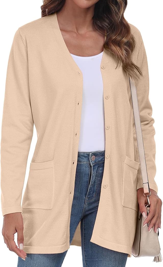 Thumbnail 6 de YUNDAI Women’s Open-Front Lightweight Knitted Long Cardigan with Pockets