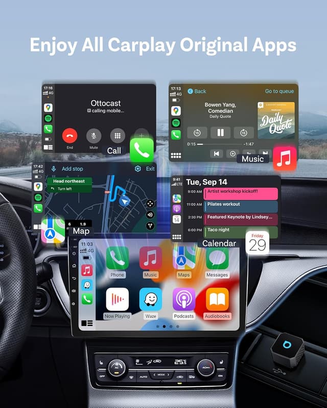 Detalle 2 de OTTOCAST Mini 3.0 Wireless CarPlay/Android Auto Adapter 5GHz WiFi