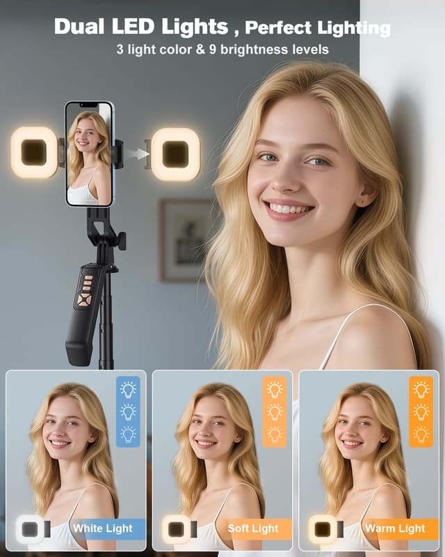 Detalle 2 de Avaspot 180CM Phone Tripod with 2 Fill Lights