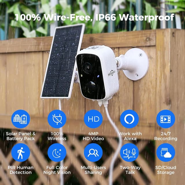 Thumbnail 1 de Hiseeu Solar Security Cameras 4MP 2-Pack