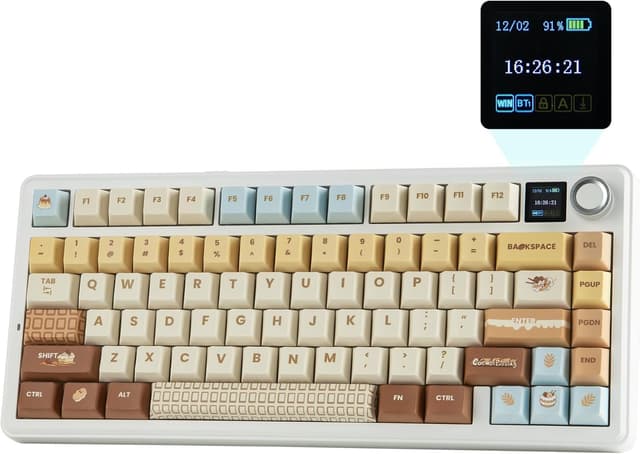 Detalle de EPOMAKER X Aula F75 Max : clavier mécanique sans fil 75% QWERTY avec écran TFT et RVB, switches Caramel/Reaper