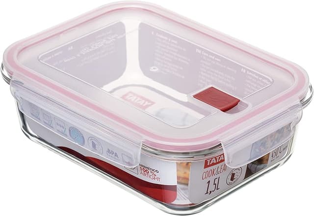 Imagen de Tatay Fiambrebra Hermética 1.5L - Vidrio Rojo 🍱 en OfertitasTOP