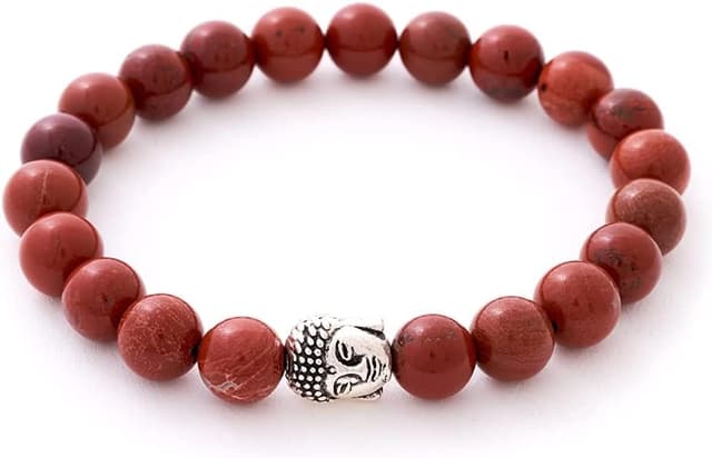 Detalle de BERGERLIN Buddha Armband aus Naturstein (Jaspis geprüft) mit Echtheitszertifikat – für Damen & Herren