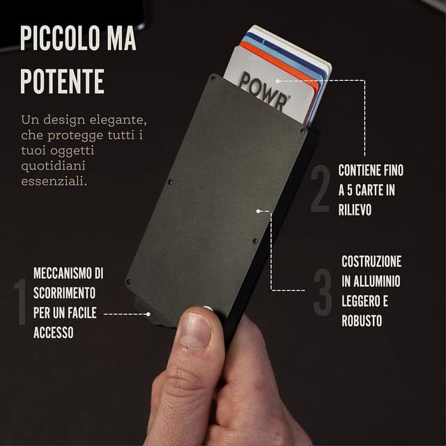 Detalle 2 de POWR RFID porta carte in metallo