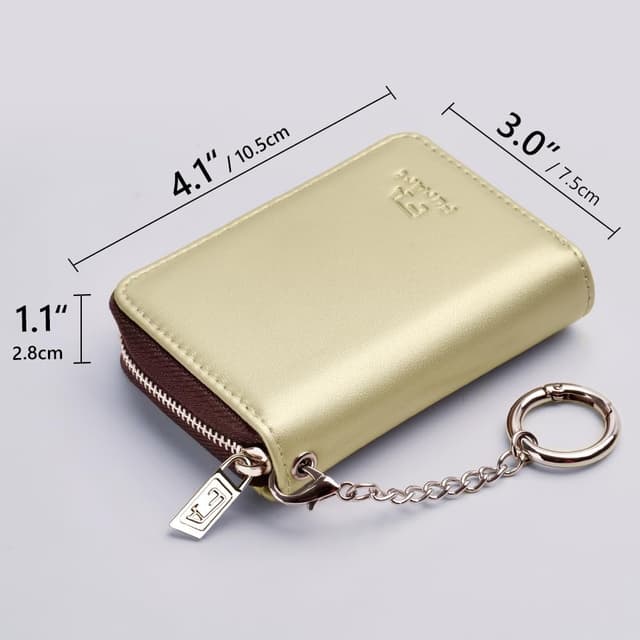 Detalle 2 de FurArt credit card wallet with zip, RFID blocking and keychain — compact card holder