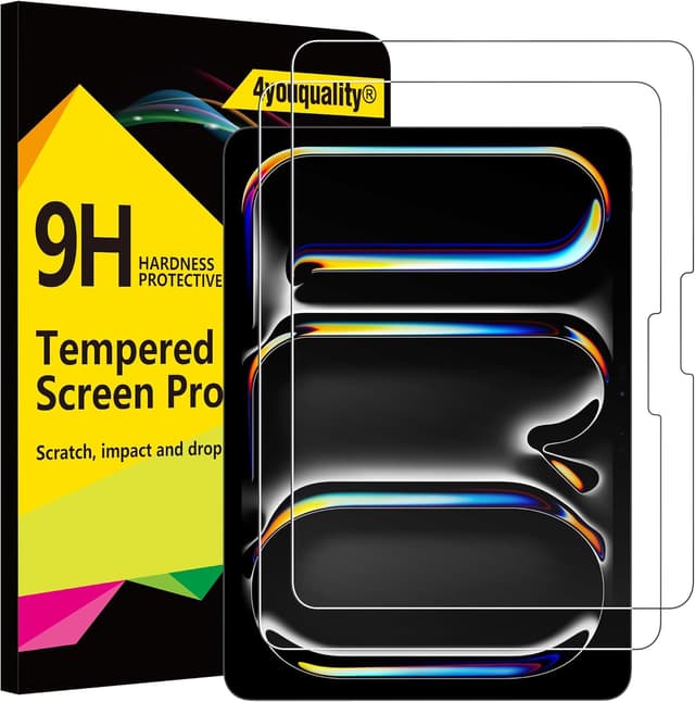 Detalle de 4youquality 2-Pack 9H Tempered Glass Screen Protector for 11-inch iPad Pro (M5/M4, 2025/2024)