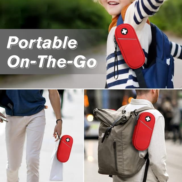 Detalle de SITHON insulated EpiPen medical carrying case (red) – travel organiser for emergency allergy essentials