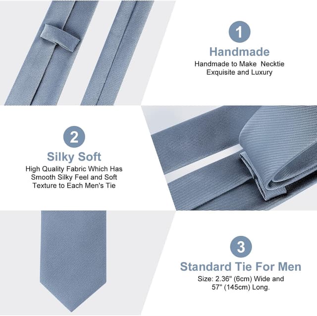 Detalle 2 de URAQT Corbata de Hombre Azul Grisáceo