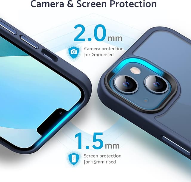 Detalle de Anqrp Matt Zero Serie für iPhone 13 Mini – dünne, matte Schutzhülle mit Kamera- und Kantenschutz, dunkelblau